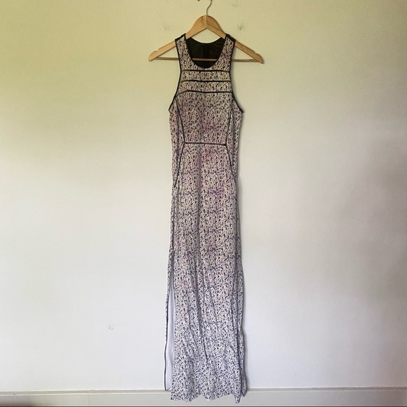 Yigel Azrouël Sz 6 100% Silk Abstract Zipper Detail Mesh Back Evening Gown - Picture 2 of 9